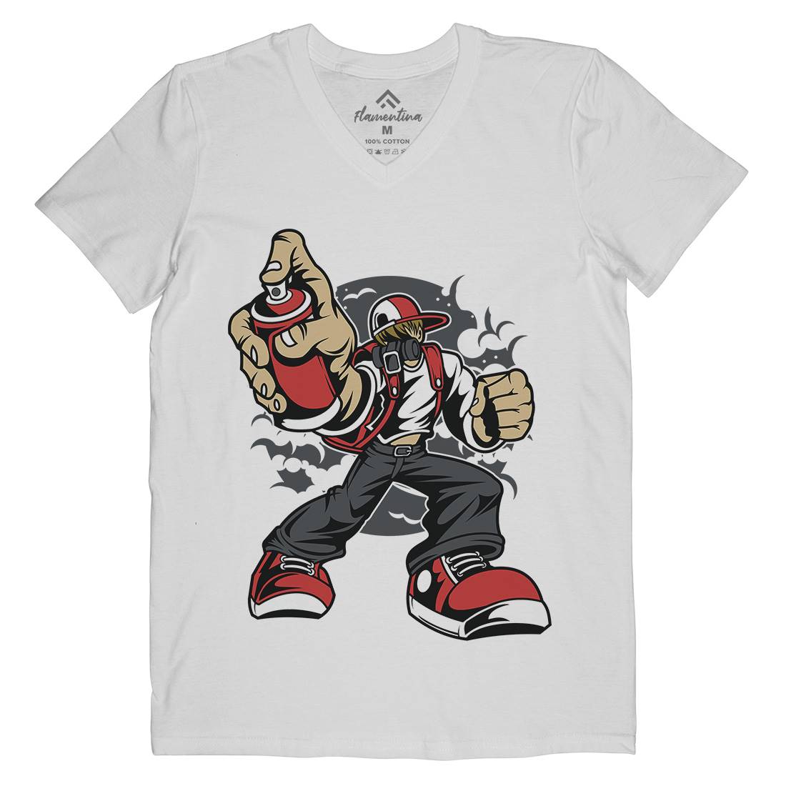 Bomber Mens Organic V-Neck T-Shirt Graffiti C318