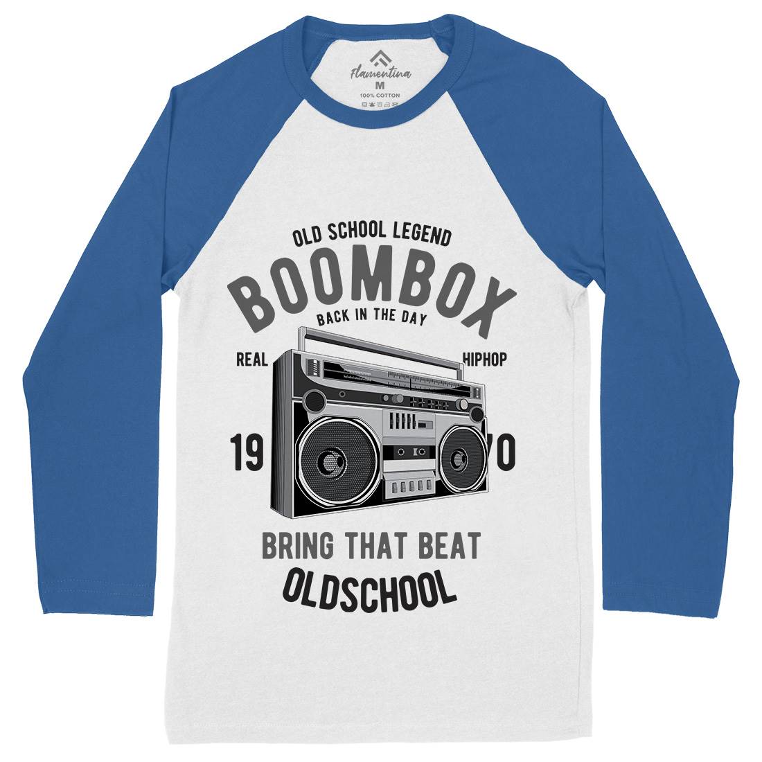 Boombox Mens Long Sleeve Baseball T-Shirt Music C319