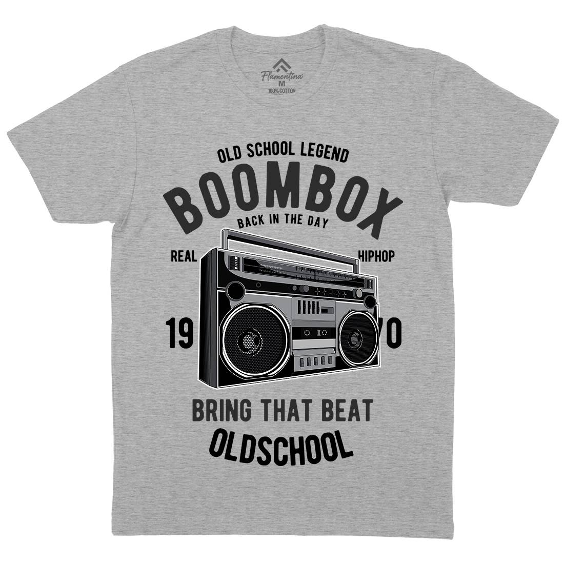 Boombox Mens Organic Crew Neck T-Shirt Music C319