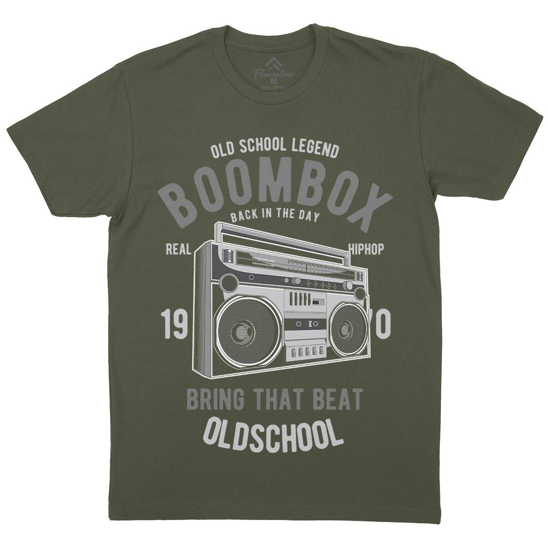 Boombox Mens Organic Crew Neck T-Shirt Music C319