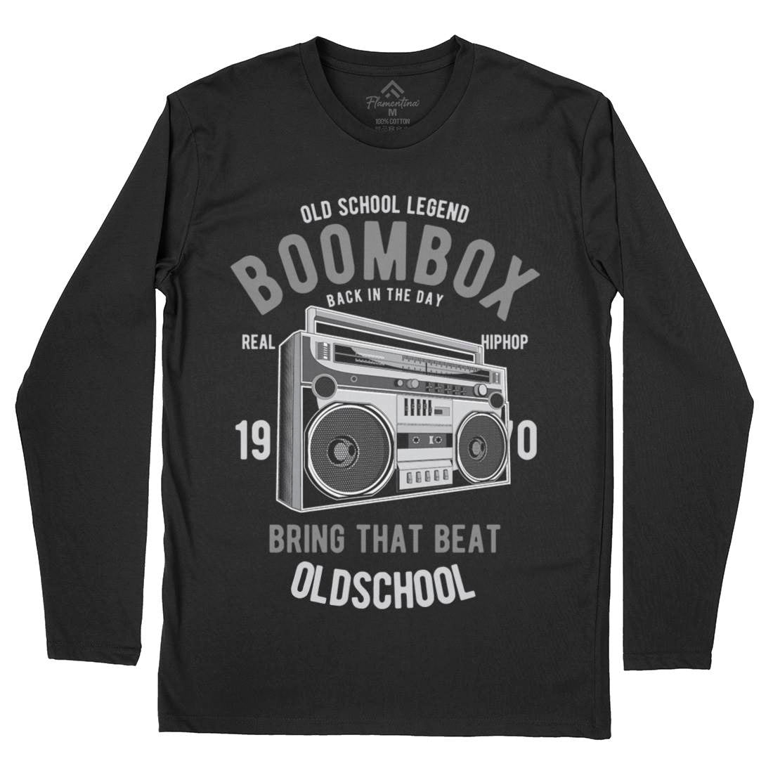 Boombox Mens Long Sleeve T-Shirt Music C319