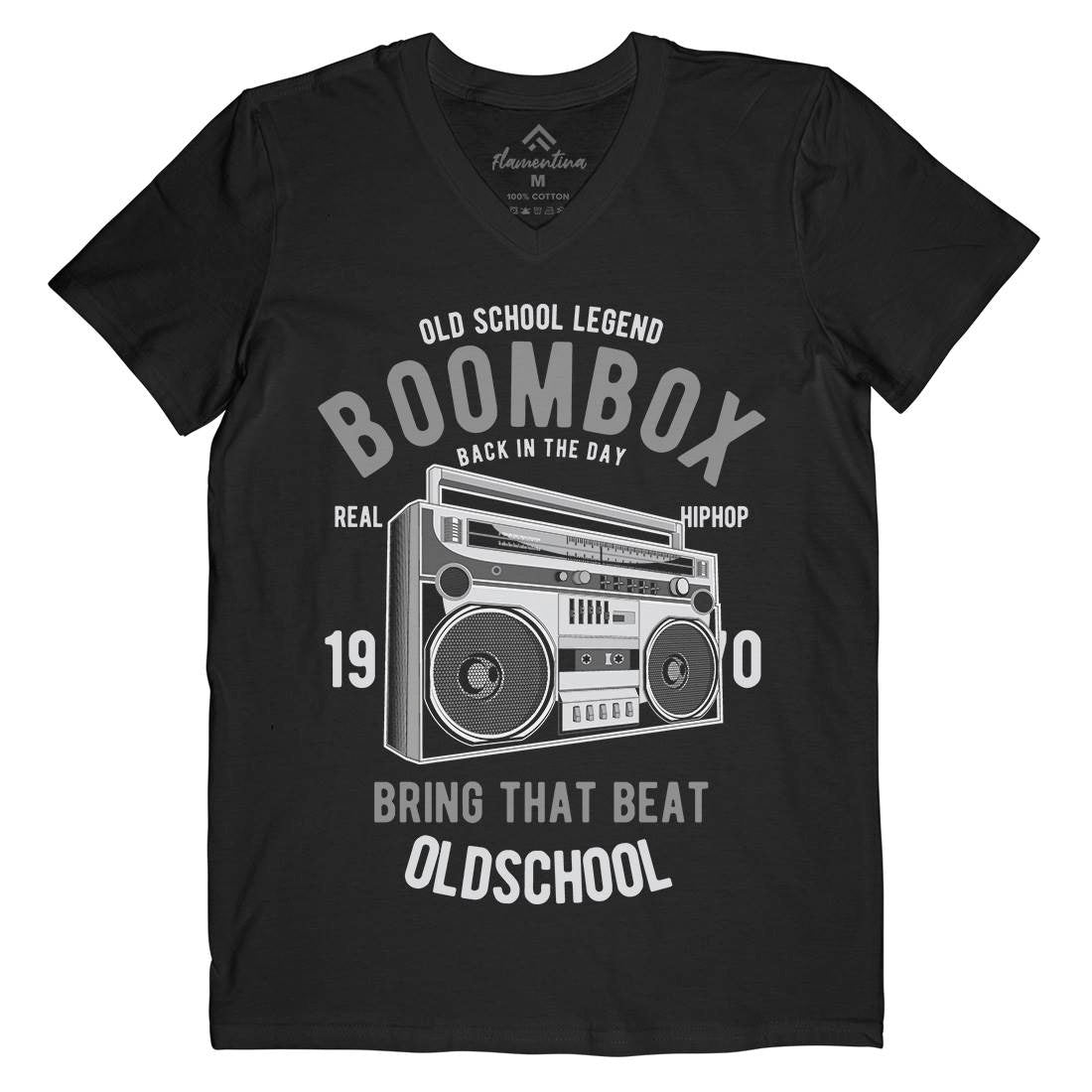 Boombox Mens Organic V-Neck T-Shirt Music C319