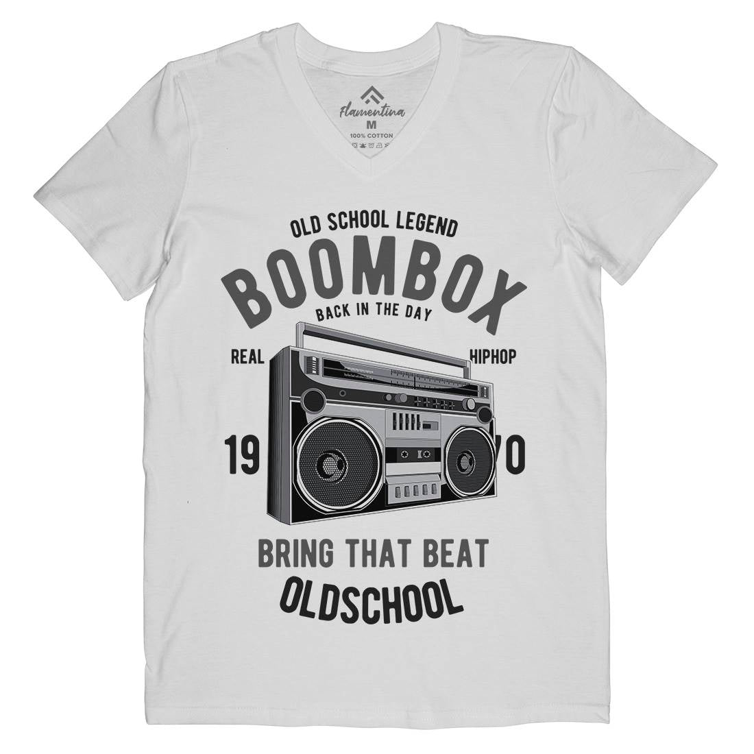 Boombox Mens V-Neck T-Shirt Music C319