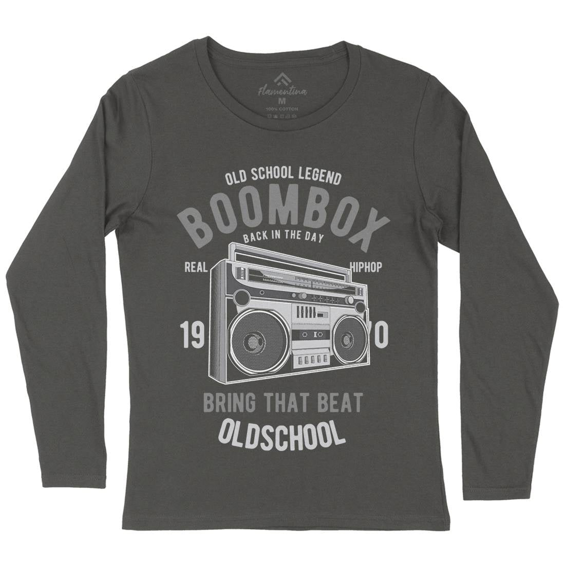 Boombox Womens Long Sleeve T-Shirt Music C319