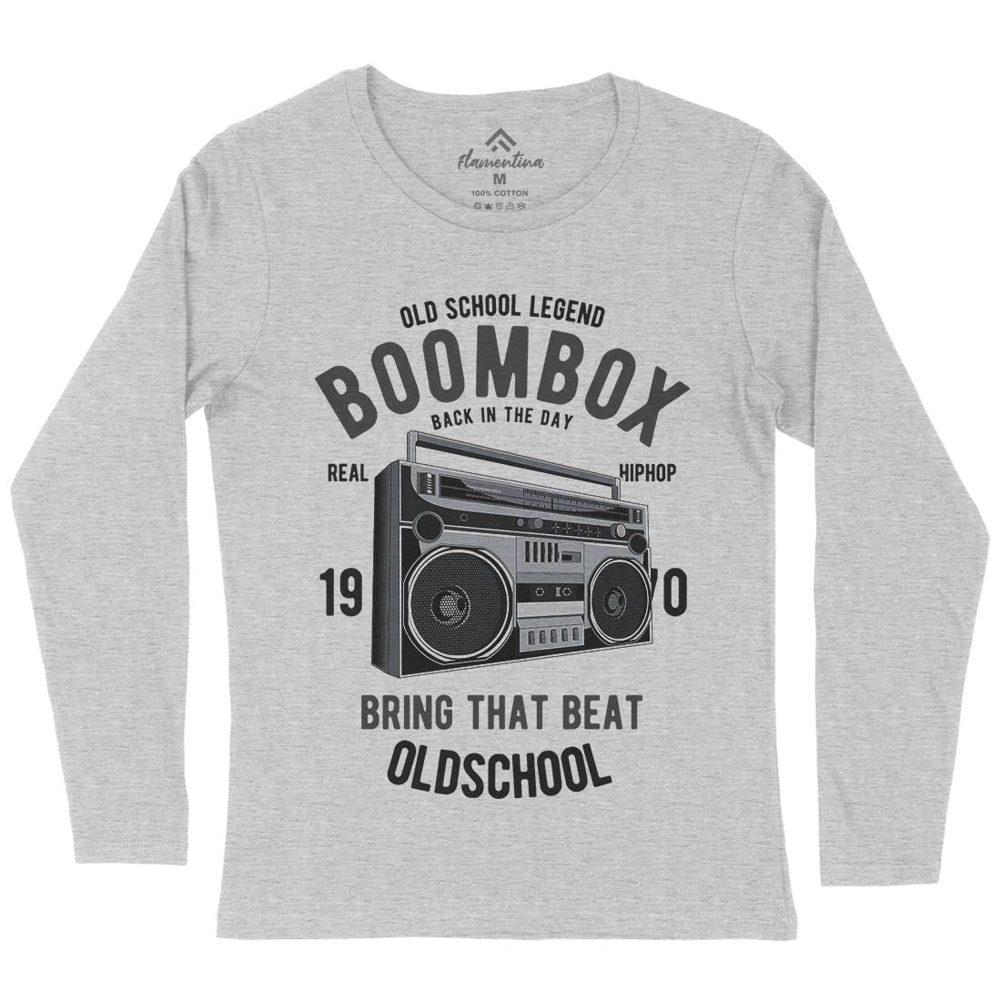 Boombox Womens Long Sleeve T-Shirt Music C319