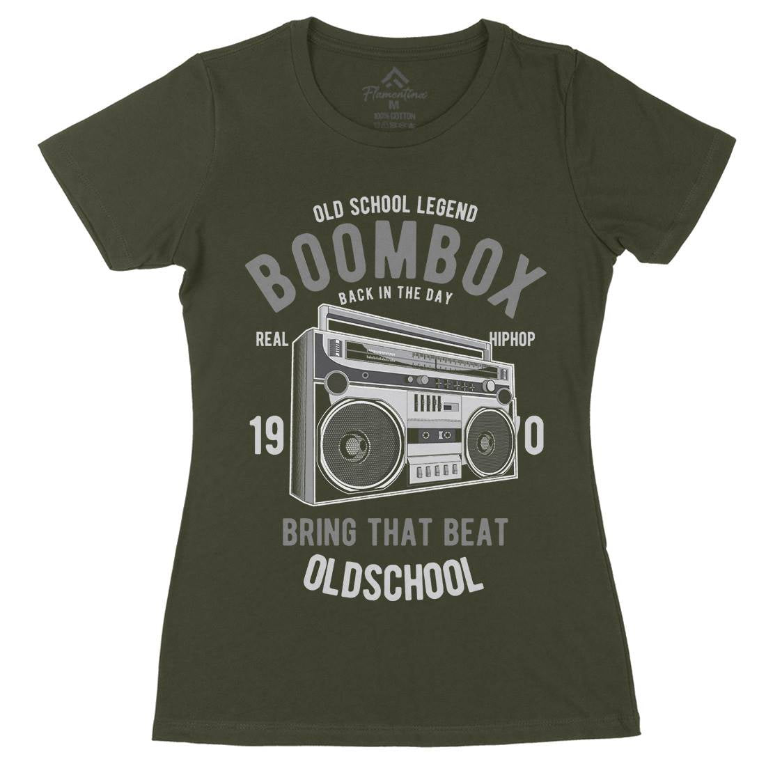 Boombox Womens Organic Crew Neck T-Shirt Music C319