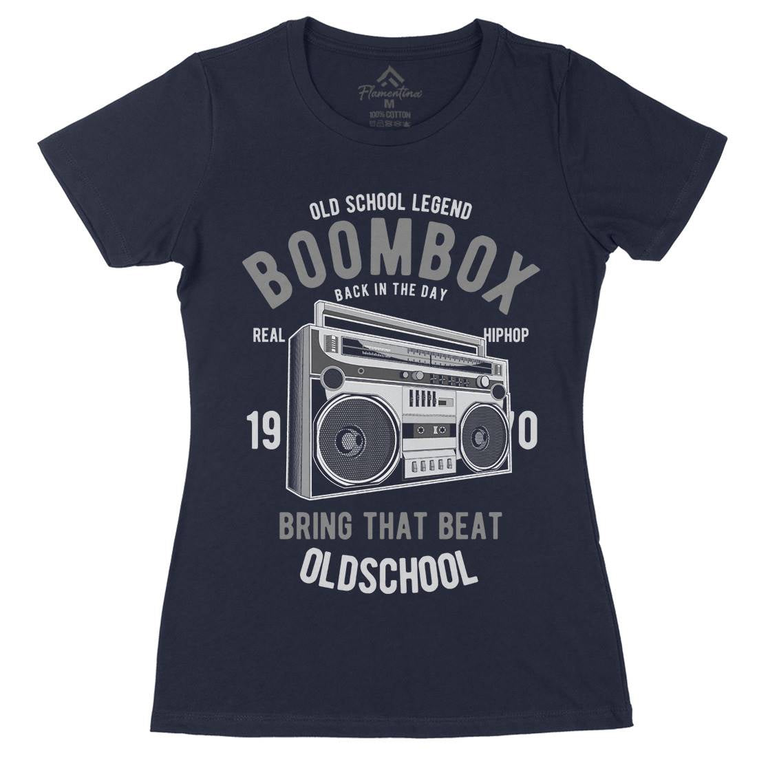 Boombox Womens Organic Crew Neck T-Shirt Music C319