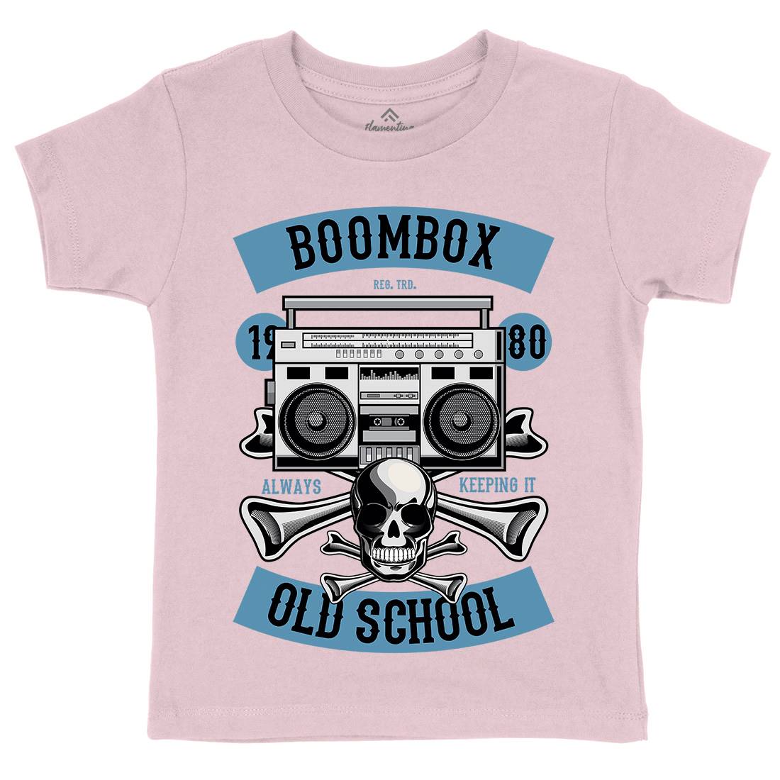 Boombox Old School Kids Organic Crew Neck T-Shirt Music C320