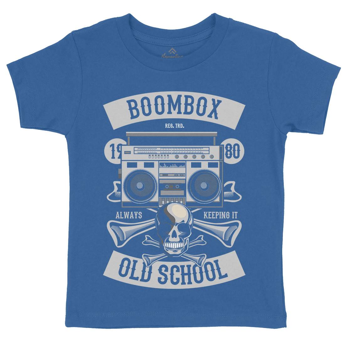 Boombox Old School Kids Organic Crew Neck T-Shirt Music C320