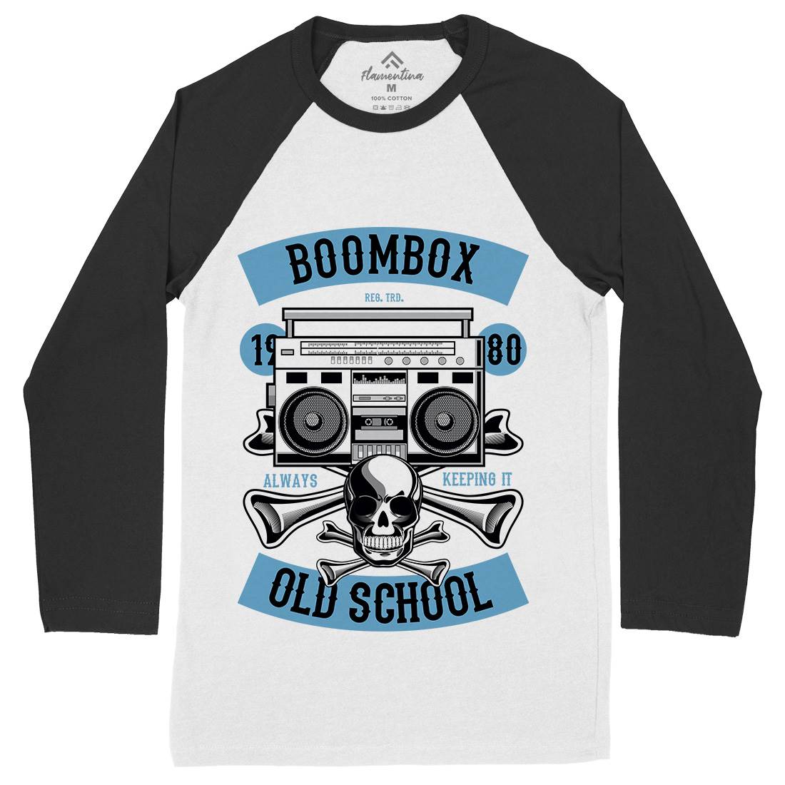 Boombox Old School Mens Long Sleeve Baseball T-Shirt Music C320