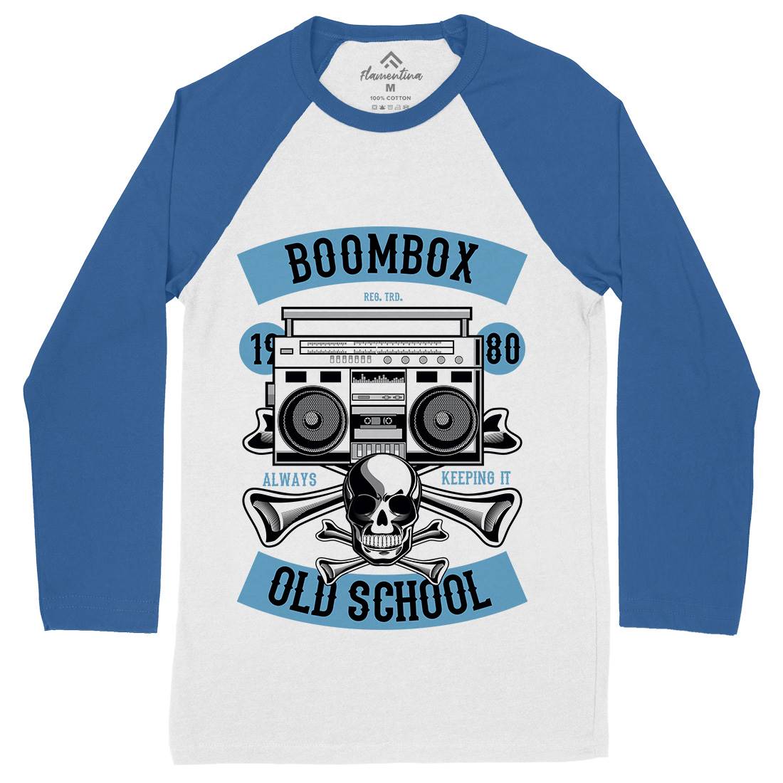 Boombox Old School Mens Long Sleeve Baseball T-Shirt Music C320