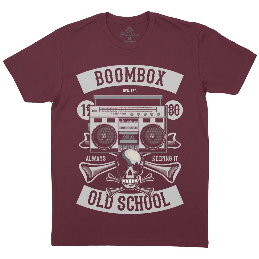 Boombox Old School Mens Organic Crew Neck T-Shirt Music C320