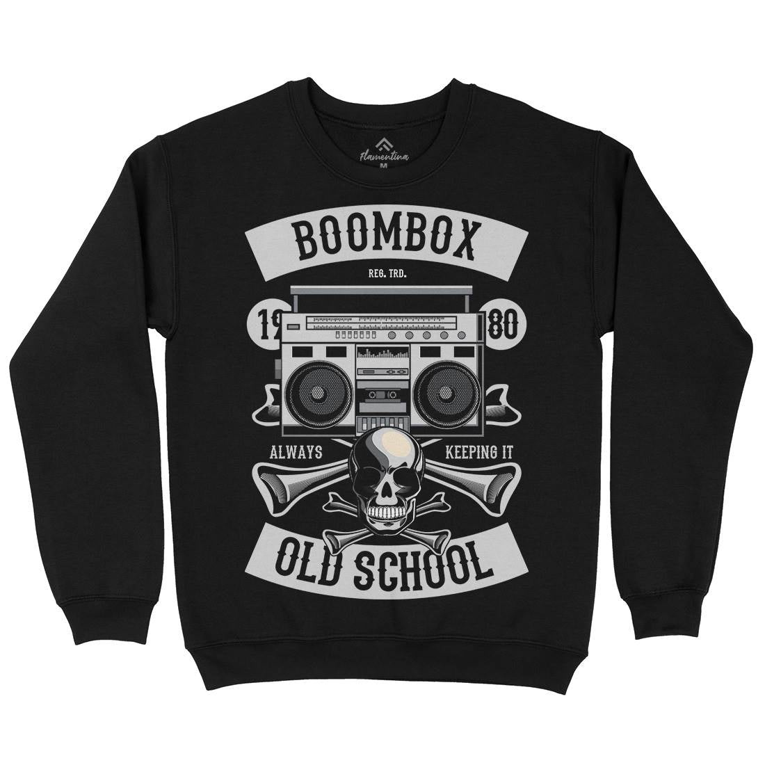 Boombox Old School Mens Crew Neck Sweatshirt Music C320
