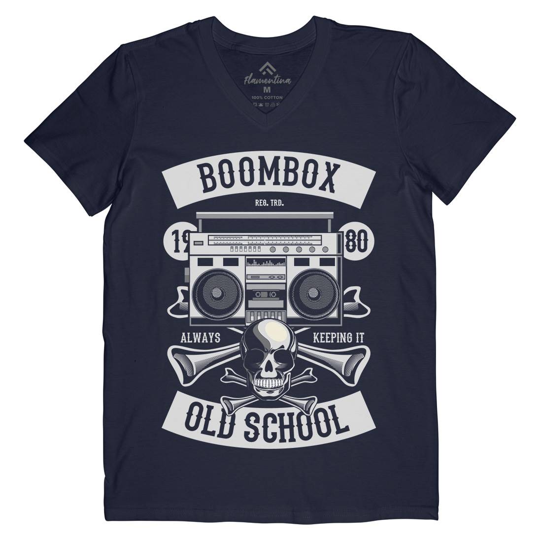 Boombox Old School Mens V-Neck T-Shirt Music C320