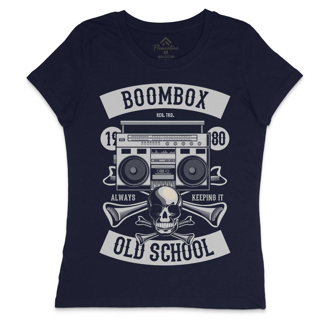 Boombox Old School Womens Crew Neck T-Shirt Music C320