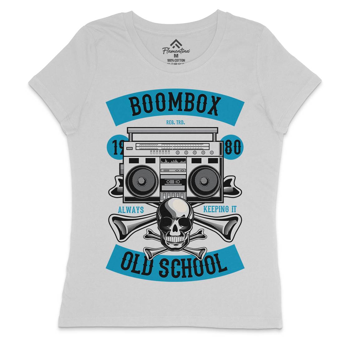Boombox Old School Womens Crew Neck T-Shirt Music C320