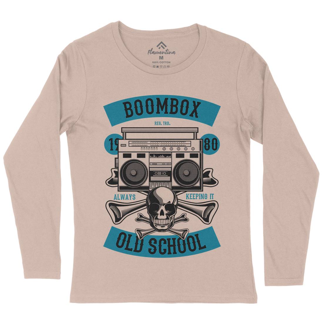 Boombox Old School Womens Long Sleeve T-Shirt Music C320