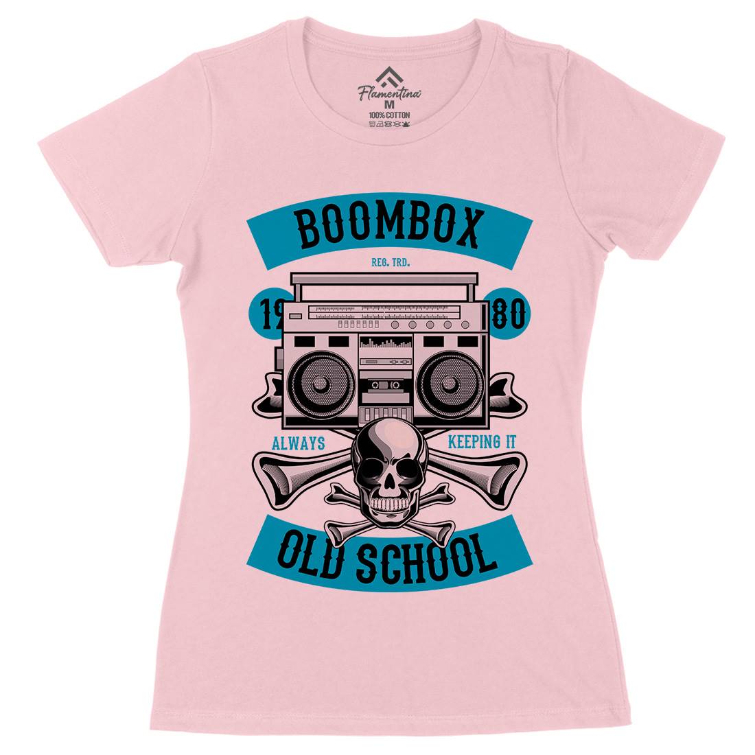 Boombox Old School Womens Organic Crew Neck T-Shirt Music C320