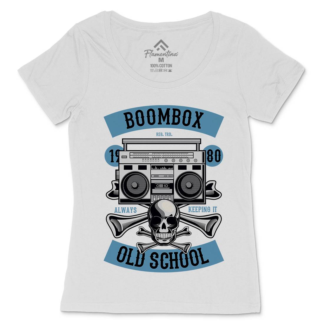 Boombox Old School Womens Scoop Neck T-Shirt Music C320