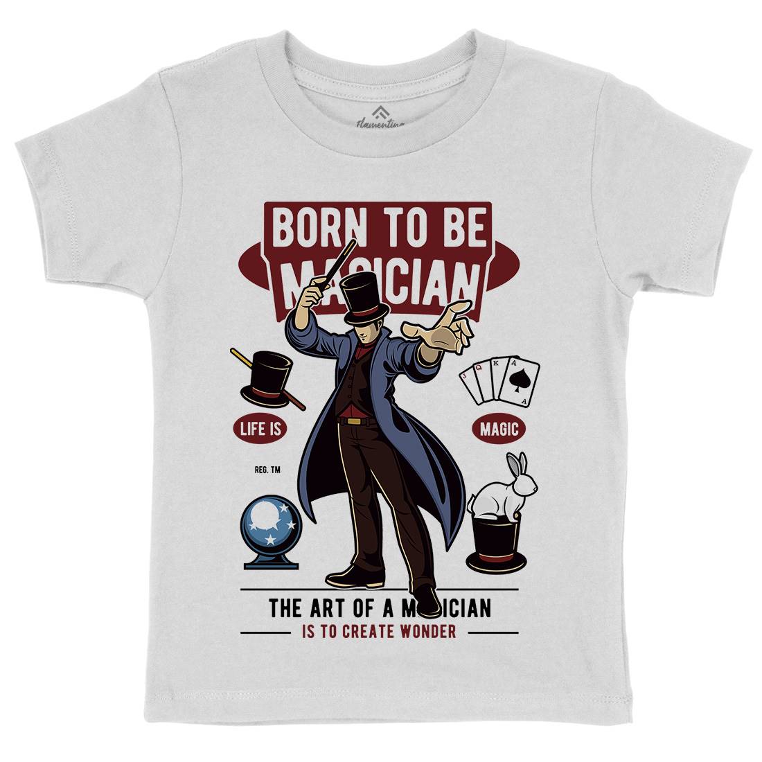 Born To Be Magician Kids Organic Crew Neck T-Shirt Retro C321