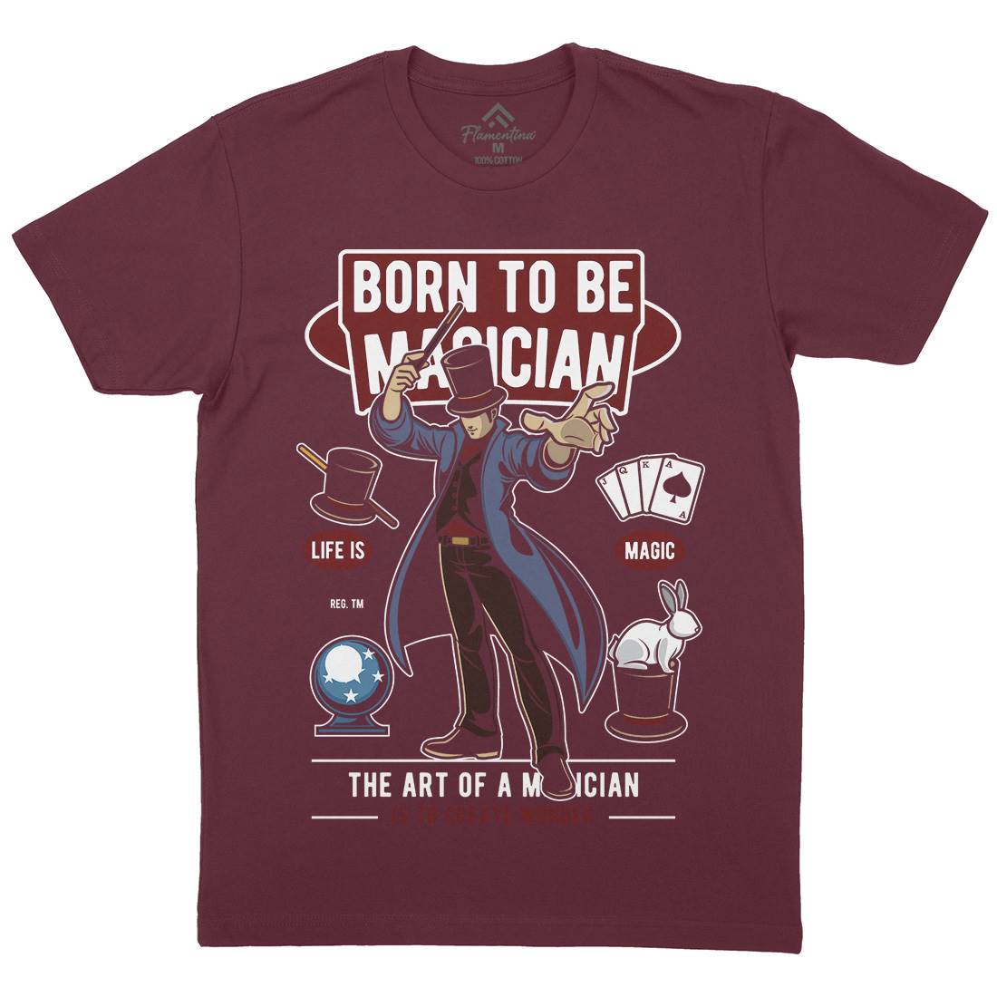 Born To Be Magician Mens Crew Neck T-Shirt Retro C321