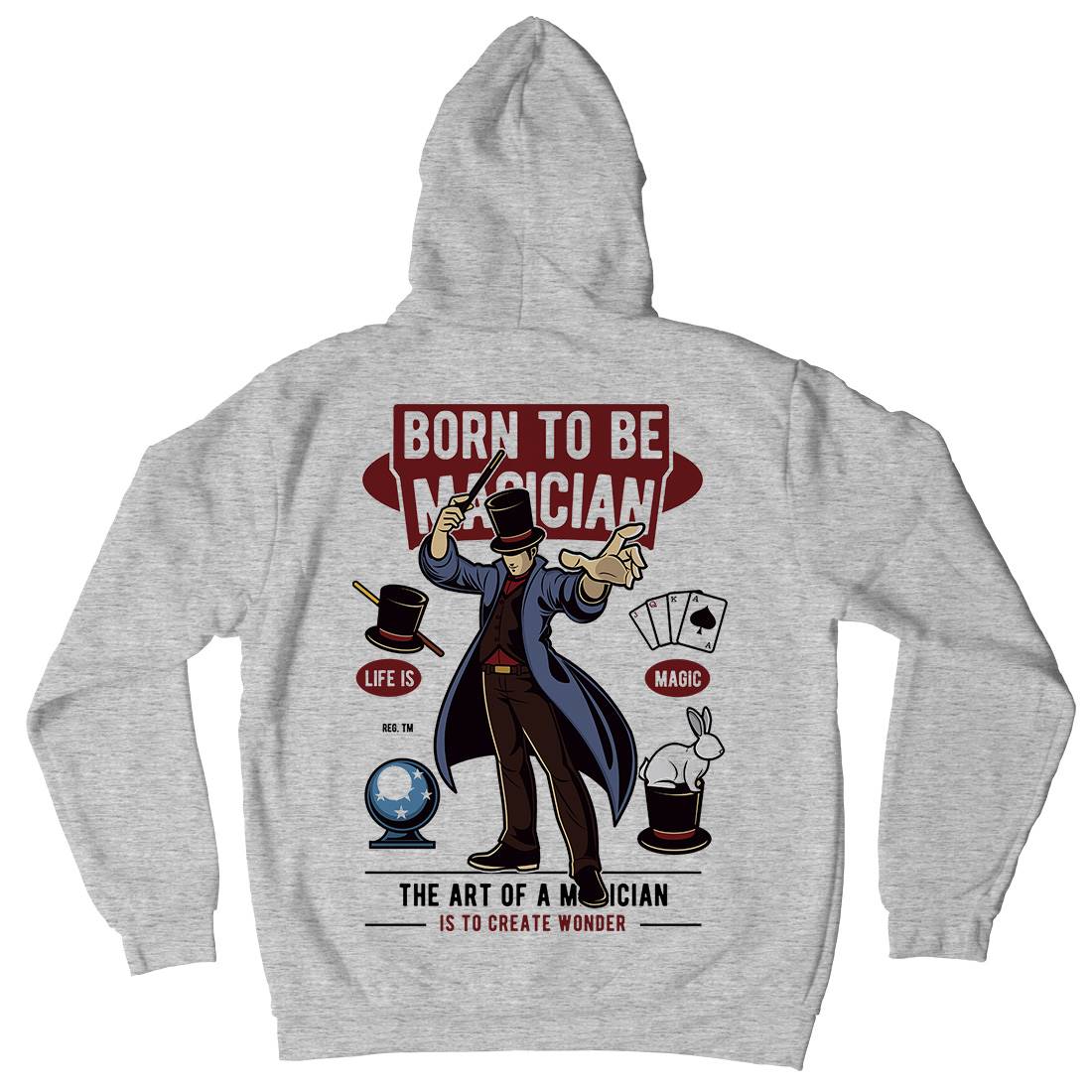 Born To Be Magician Mens Hoodie With Pocket Retro C321