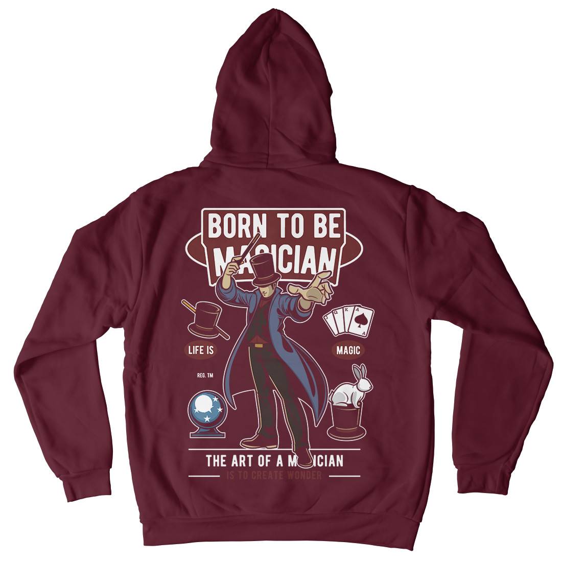 Born To Be Magician Mens Hoodie With Pocket Retro C321