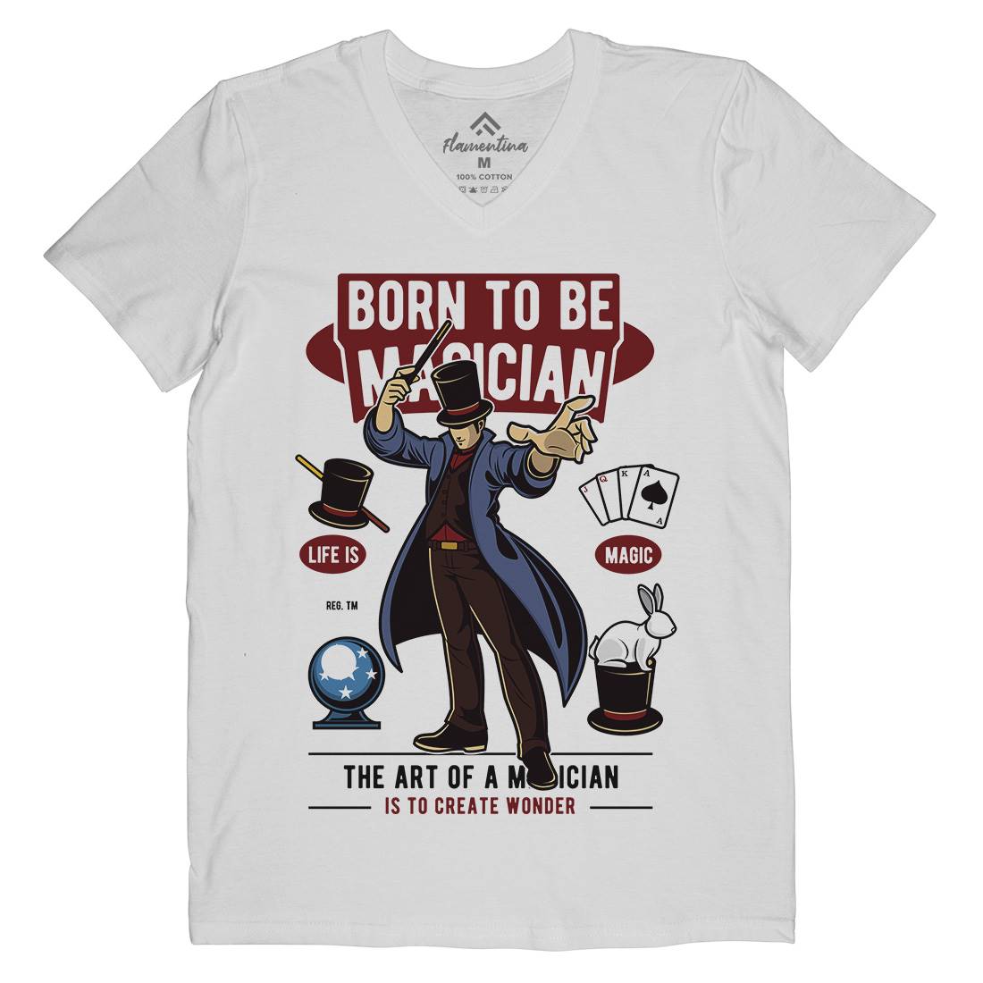 Born To Be Magician Mens V-Neck T-Shirt Retro C321