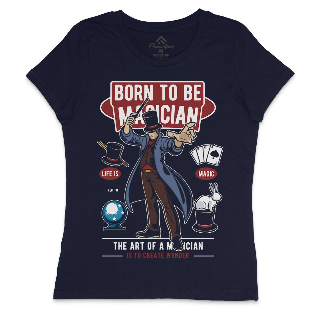 Born To Be Magician Womens Crew Neck T-Shirt Retro C321