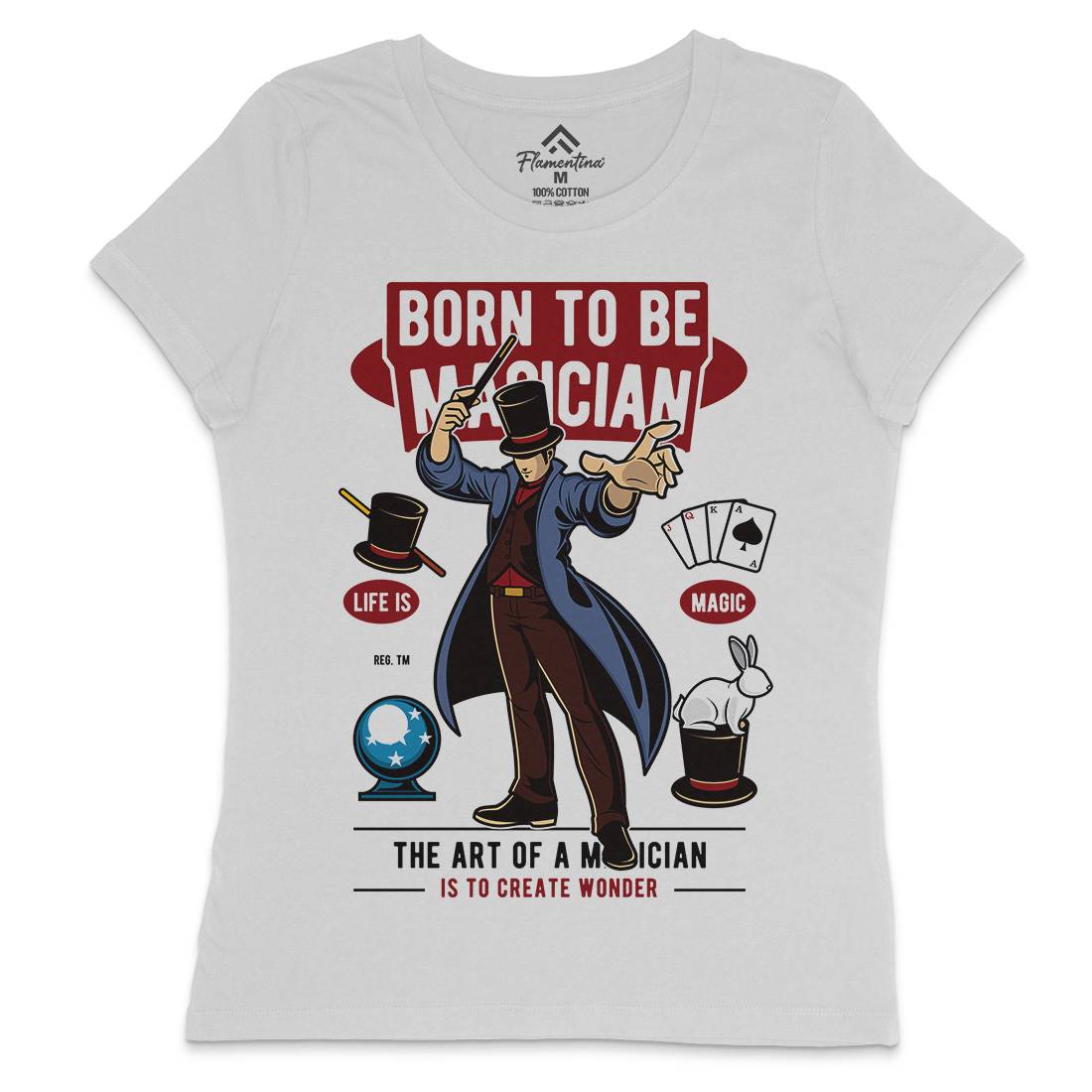 Born To Be Magician Womens Crew Neck T-Shirt Retro C321