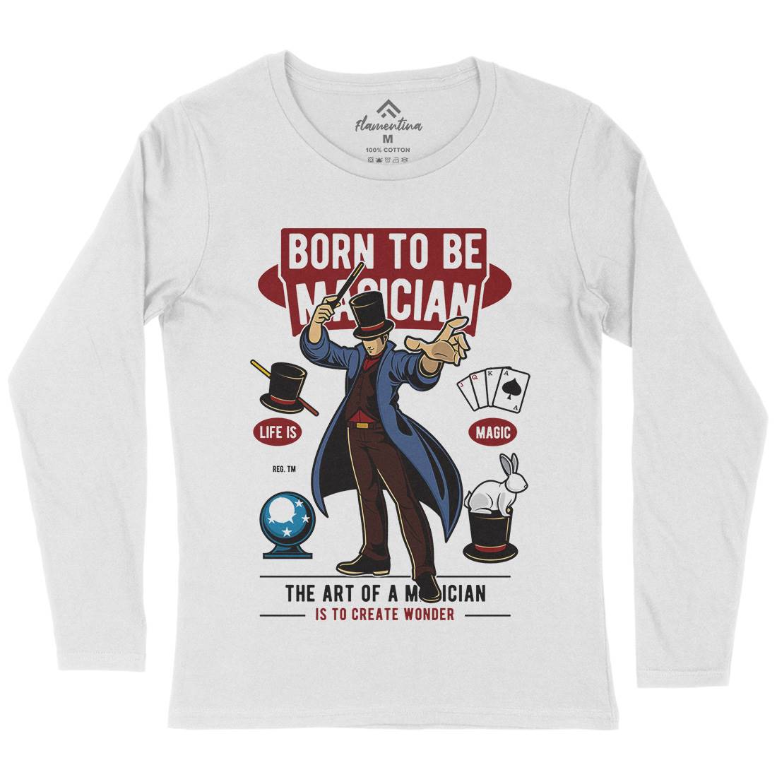 Born To Be Magician Womens Long Sleeve T-Shirt Retro C321
