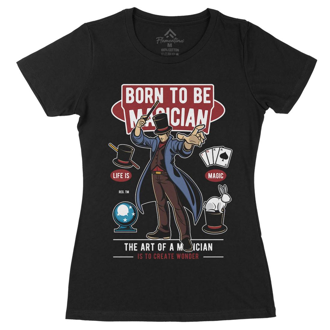 Born To Be Magician Womens Organic Crew Neck T-Shirt Retro C321