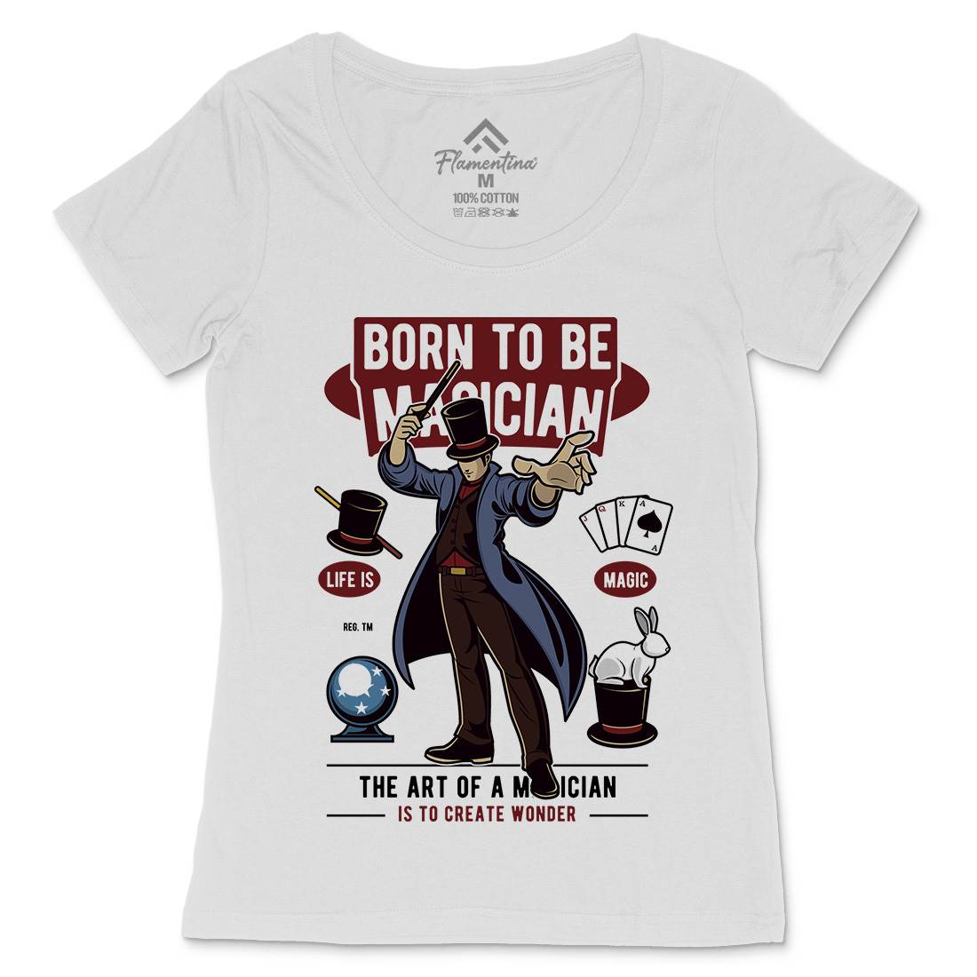 Born To Be Magician Womens Scoop Neck T-Shirt Retro C321