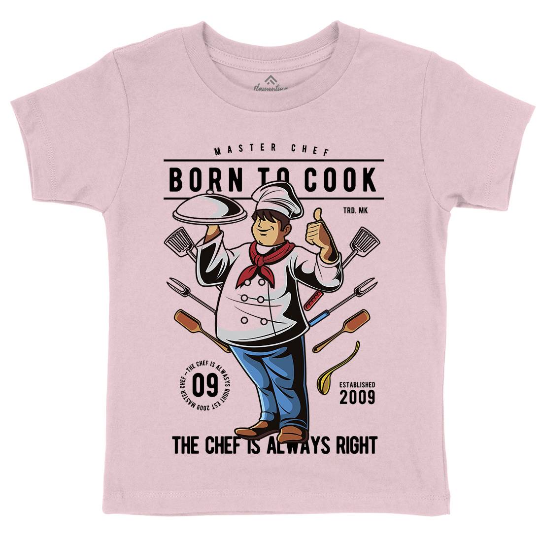 Born To Cook Kids Organic Crew Neck T-Shirt Work C322
