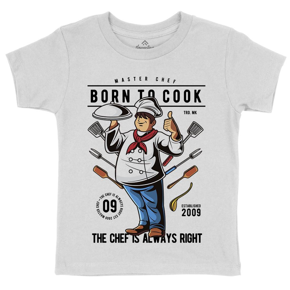 Born To Cook Kids Crew Neck T-Shirt Work C322