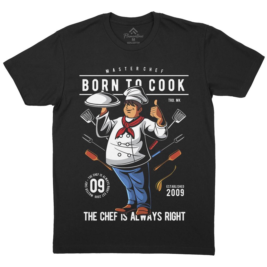 Born To Cook Mens Organic Crew Neck T-Shirt Work C322