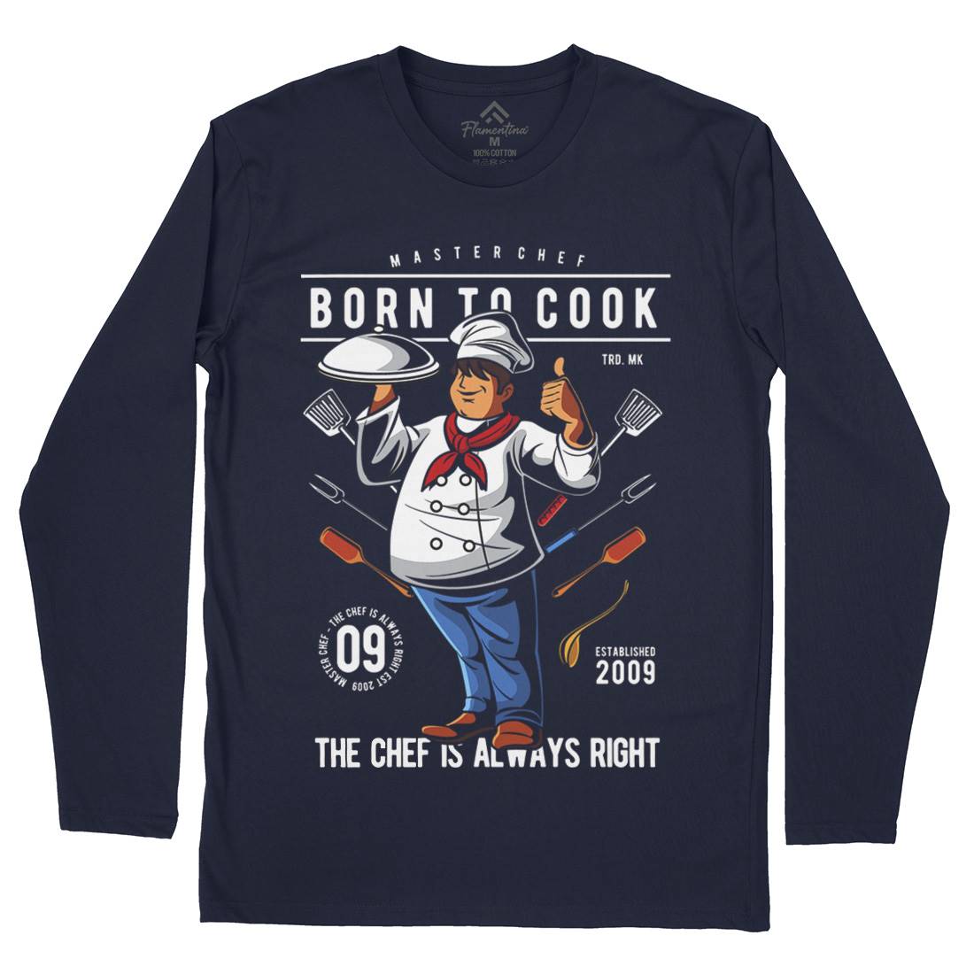 Born To Cook Mens Long Sleeve T-Shirt Work C322