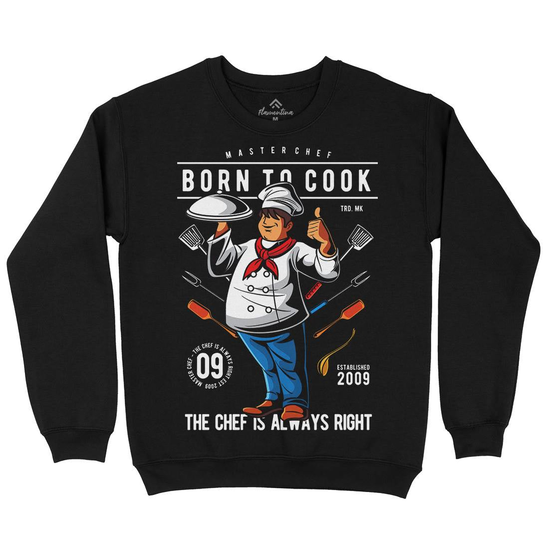 Born To Cook Kids Crew Neck Sweatshirt Work C322