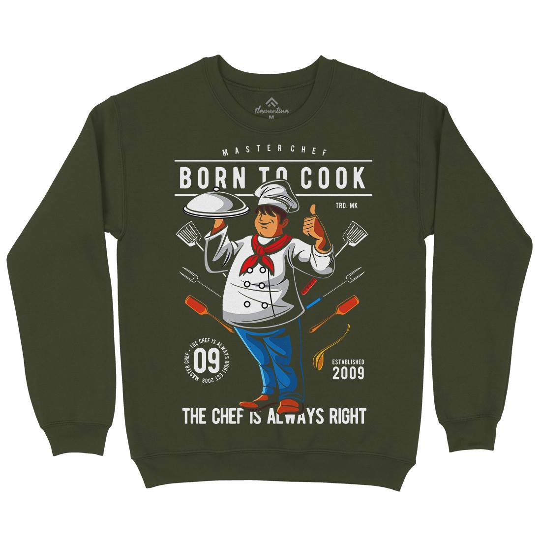 Born To Cook Mens Crew Neck Sweatshirt Work C322