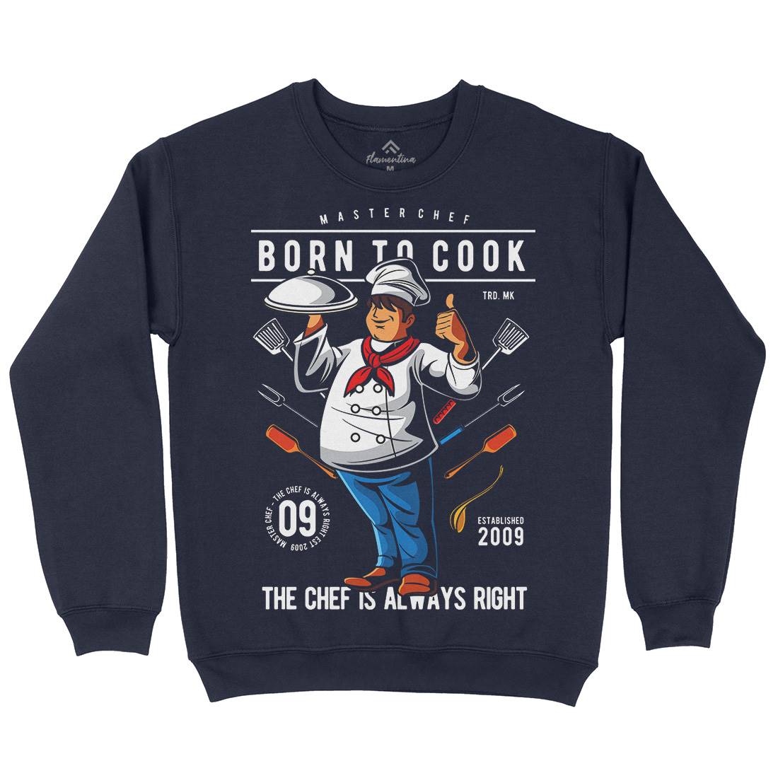 Born To Cook Mens Crew Neck Sweatshirt Work C322