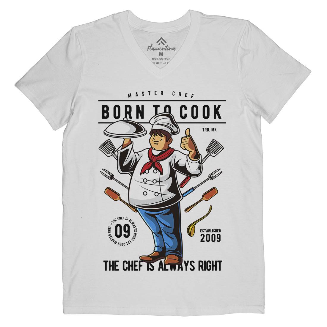 Born To Cook Mens V-Neck T-Shirt Work C322