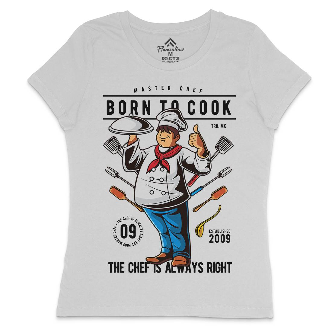 Born To Cook Womens Crew Neck T-Shirt Work C322