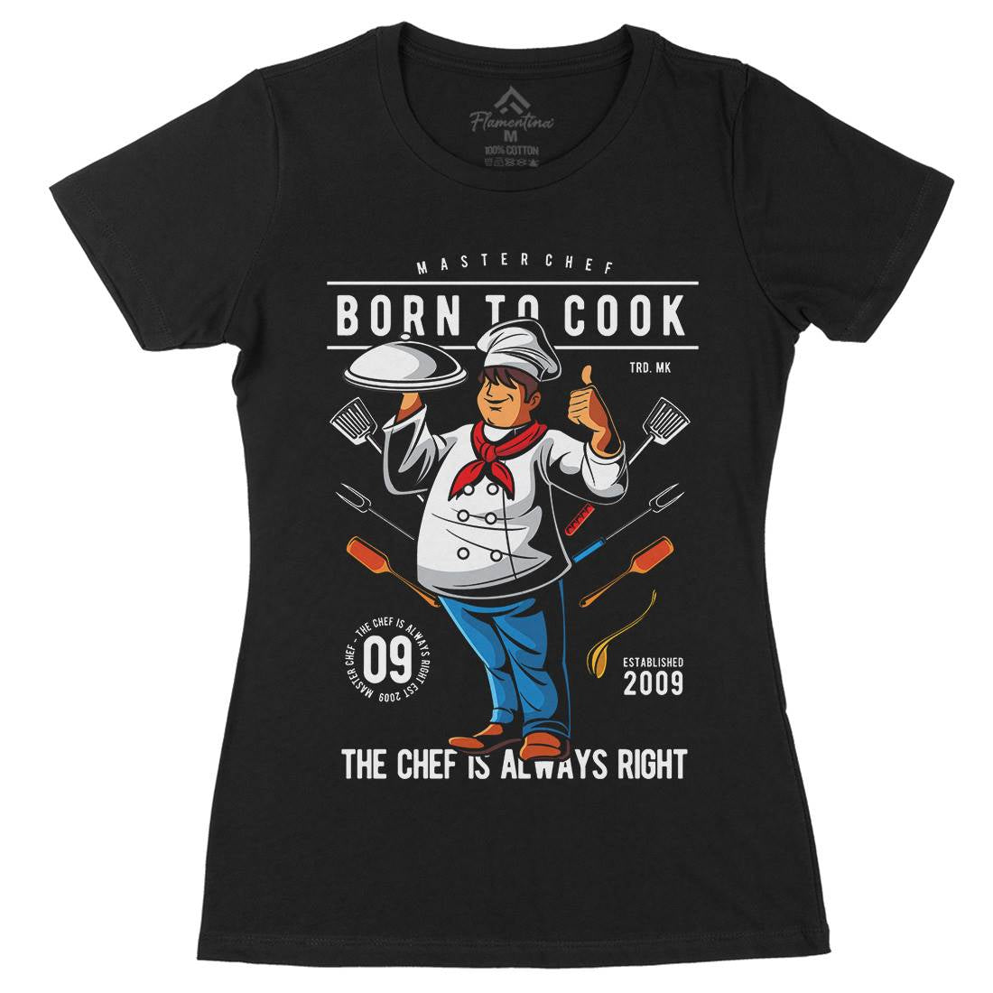 Born To Cook Womens Organic Crew Neck T-Shirt Work C322