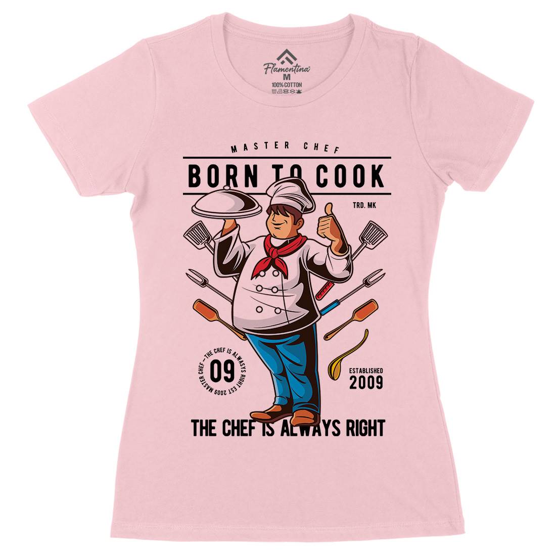 Born To Cook Womens Organic Crew Neck T-Shirt Work C322
