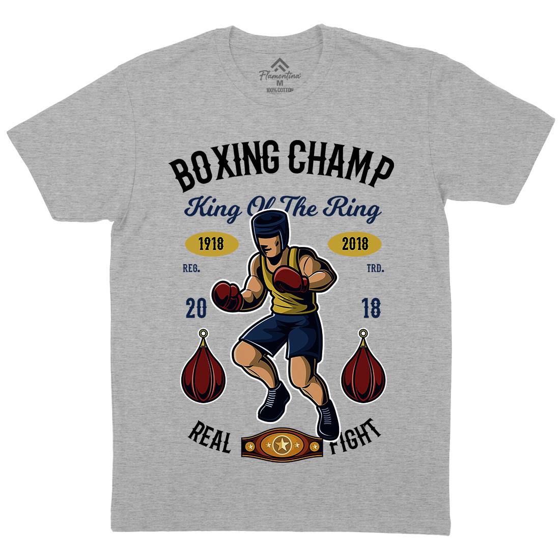 Boxing Champ Mens Organic Crew Neck T-Shirt Sport C323