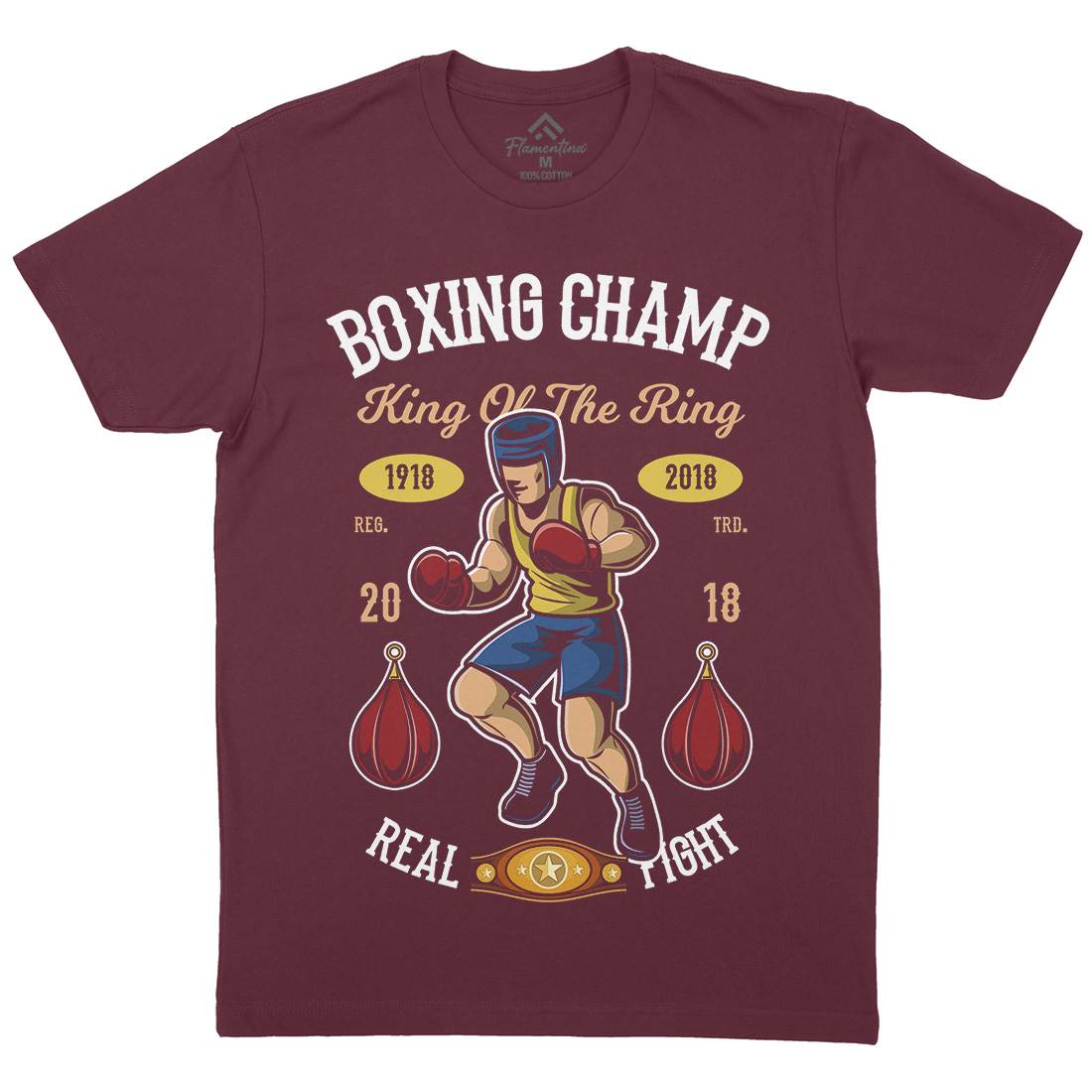 Boxing Champ Mens Organic Crew Neck T-Shirt Sport C323