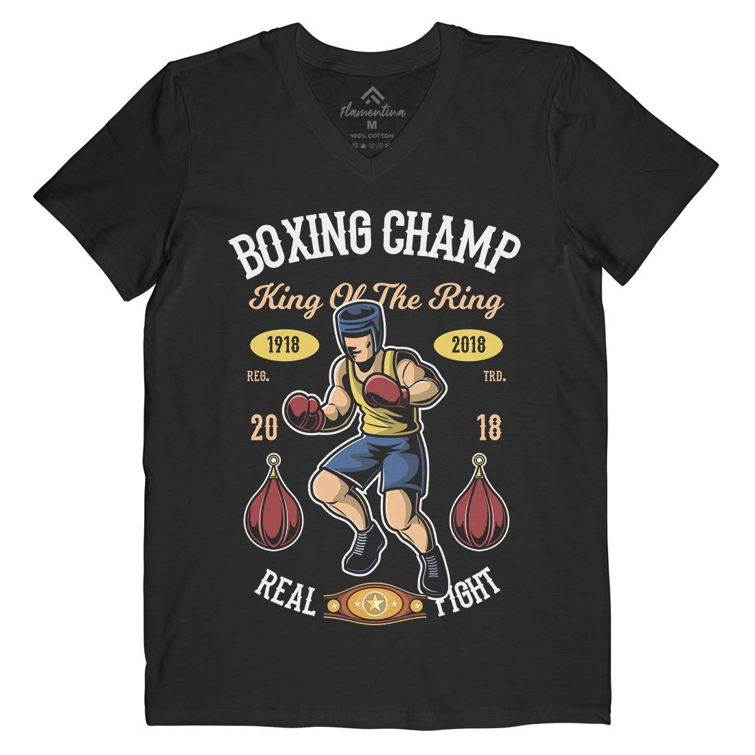 Boxing Champ Mens Organic V-Neck T-Shirt Sport C323