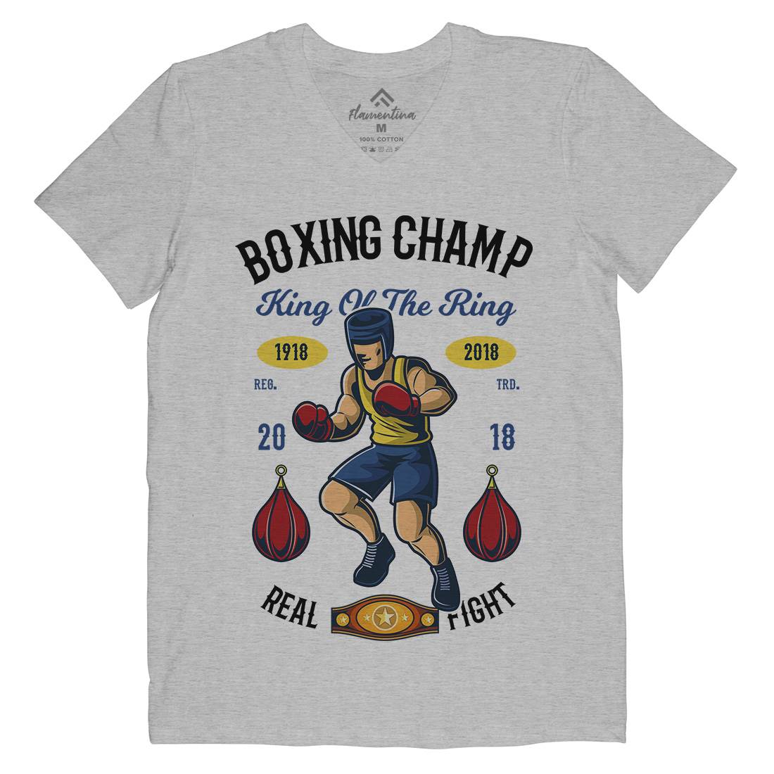 Boxing Champ Mens Organic V-Neck T-Shirt Sport C323