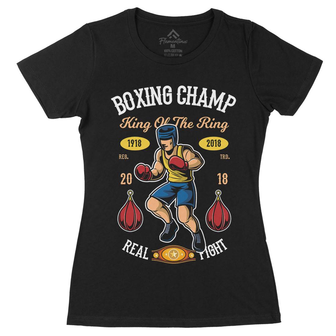 Boxing Champ Womens Organic Crew Neck T-Shirt Sport C323