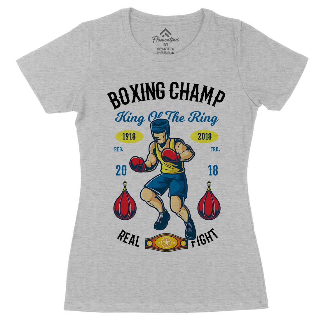 Boxing Champ Womens Organic Crew Neck T-Shirt Sport C323